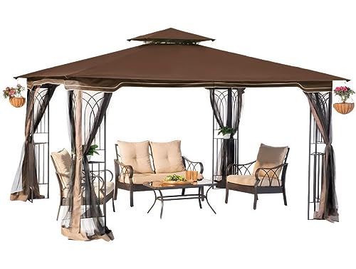 Sunjoy L-GZ798PST-E-A New Regency III Gazebo 10' x 12' with Mosquito Netting