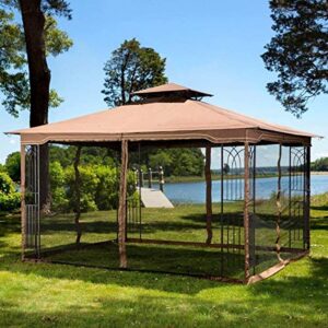 Sunjoy L-GZ798PST-E-A New Regency III Gazebo 10' x 12' with Mosquito Netting