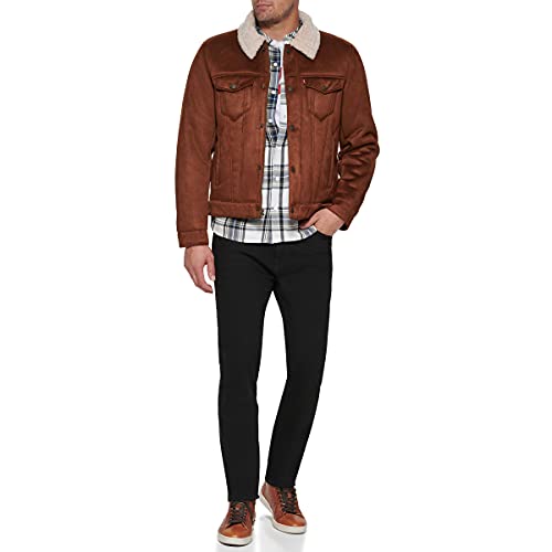 Levi's mens Sherpa Trucker Faux Leather Jacket, Brown Faux Shearling, XX-Large US