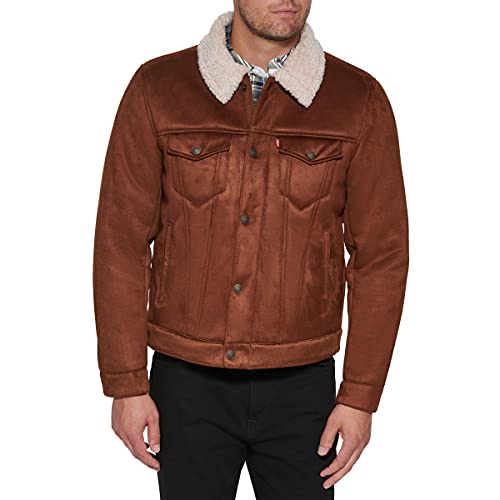 Levi's mens Sherpa Trucker Faux Leather Jacket, Brown Faux Shearling, XX-Large US