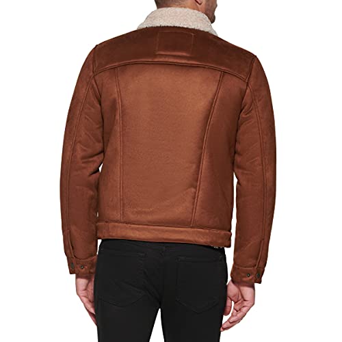 Levi's mens Sherpa Trucker Faux Leather Jacket, Brown Faux Shearling, XX-Large US