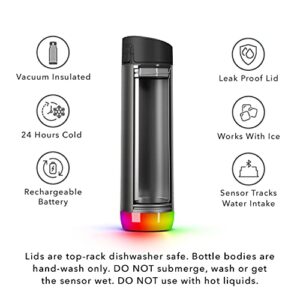 Hidrate Spark PRO Smart Water Bottle – Tracks Water Intake with Bluetooth, LED Glow Reminder When You Need to Drink – Chug Lid, 21oz, Brushed Steel