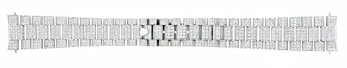 Ewatchparts 20MM 18KW PRESIDENT WATCH BAND WITH ALL DIAMOND LINKS COMPATIBLE WITH ROLEX DAY DATE 8CTS