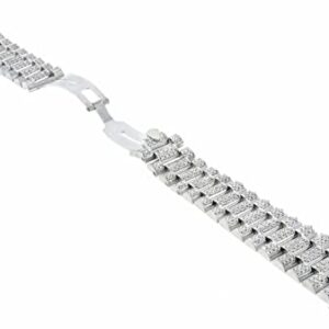 Ewatchparts 20MM 18KW PRESIDENT WATCH BAND WITH ALL DIAMOND LINKS COMPATIBLE WITH ROLEX DAY DATE 8CTS