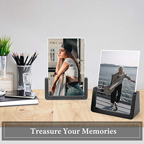 Waysse 4x6 Picture Frames,Wooden Picture Frame 2 Pack- Black Picture Photo Frame with High Difinition Acrylic Glass Covers Rustic Photo Frames for Wall or Tabletop Display (Vertical)