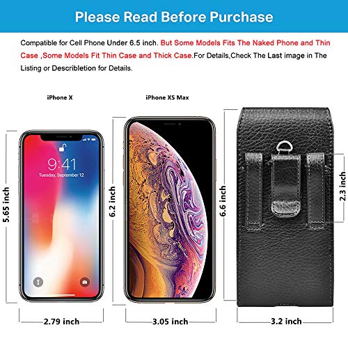 Cell Phone Holster Pouch Leather Wallet Case with Belt Loop for iPhone Samsung (Leather)