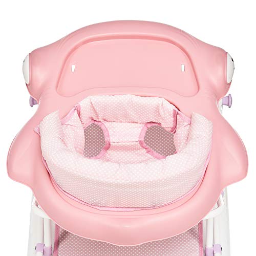 Dream on Me 2-in-1 Aloha Fun Baby Walker in Pink, Easily Convertible Baby Walker, Adjustable Three Position Height Settings, Easy to Fold and Store