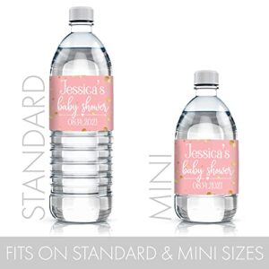 Personalized Pink and Gold It’s a Girl Baby Shower Water Bottle Labels - 24 Stickers