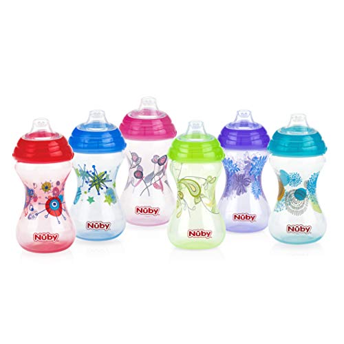 Nuby Polypropylene 3pk No Spill "Pinpoint" Soft Spout Clik-It, Girl, 10 Oz