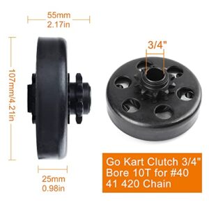 LotFancy Go Kart Clutch 3/4 Bore 10T with #40 41 420 Chain, Centrifugal Clutch Fit for Go Kart Minibike MB165 & MB200, Up to 6.5HP, 1pc Connecting Link Included