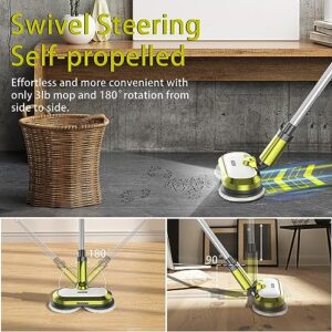 Cordless Electric Mop, Electric Spin Mop with LED Headlight and Water Spray, Up to 60 mins Powerful Floor Cleaner with 300ml Water Tank, Polisher for Hardwood, Tile Floors, Quiet Cleaning & Waxing