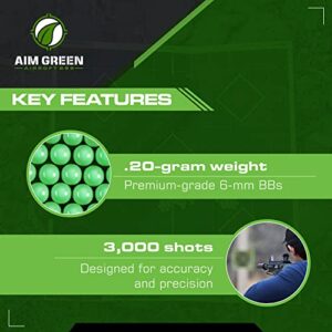 Aim Green Tracer Biodegradable Airsoft BBS, Glow-in-The-Dark BBS, 3,000 Count, 0.20 Grams