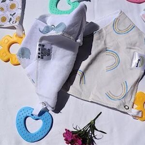 Bobaly Baby Infant Bandana Bibs with Teether (6-Pack Flower Set)