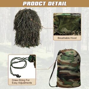 Ghillie Suit for Men, 5 in 1 Ghillie Suit Superior Camo Hunting Clothes for Men/Kids/Youth Hunters, Military, Sniper Airsoft and Paintball