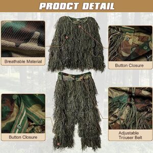 Ghillie Suit for Men, 5 in 1 Ghillie Suit Superior Camo Hunting Clothes for Men/Kids/Youth Hunters, Military, Sniper Airsoft and Paintball