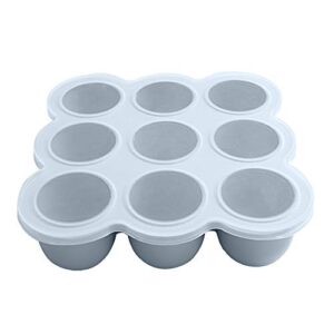 kingkam baby food storage container - 9x2.5oz silicone freezer tray with clip-on lid - oven & dishwasher safe - easy-out portions, 100% food grade safe