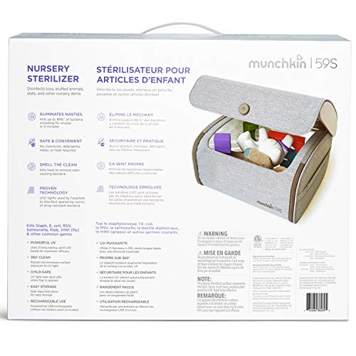 Munchkin® 59S™ UV Sterilizer and Sanitizer Bag - Perfect for Travel or Home Use; Eliminates up to 99% of Germs, Viruses & Bacteria, 21 UV-C LEDs