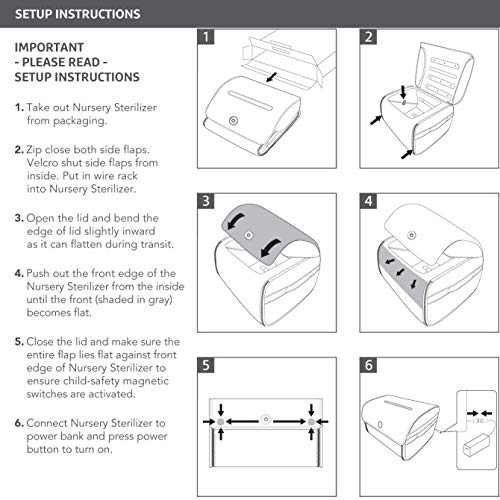 Munchkin® 59S™ UV Sterilizer and Sanitizer Bag - Perfect for Travel or Home Use; Eliminates up to 99% of Germs, Viruses & Bacteria, 21 UV-C LEDs