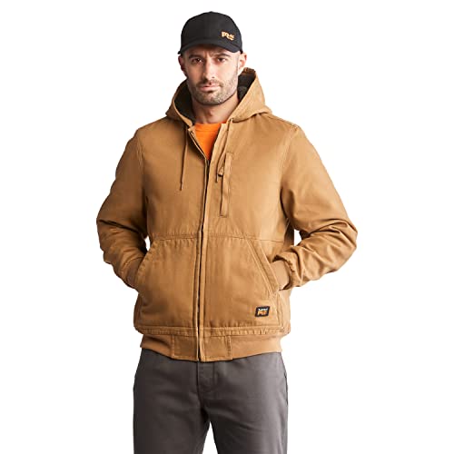 Timberland Men's Gritman Lined Canvas Hooded Jacket Outdoors Equipment, Dark Wheat, L