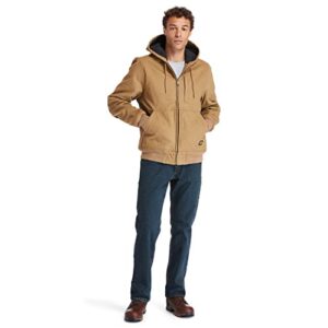 Timberland Men's Gritman Lined Canvas Hooded Jacket Outdoors Equipment, Dark Wheat, L