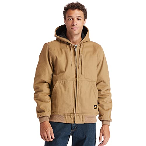 Timberland Men's Gritman Lined Canvas Hooded Jacket Outdoors Equipment, Dark Wheat, L