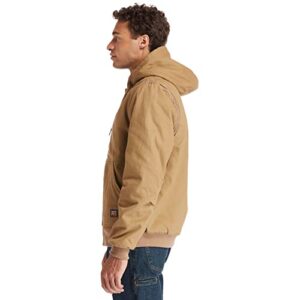 Timberland Men's Gritman Lined Canvas Hooded Jacket Outdoors Equipment, Dark Wheat, L