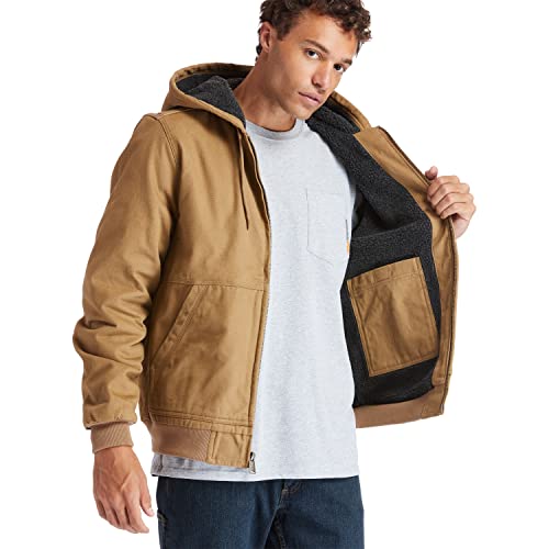 Timberland Men's Gritman Lined Canvas Hooded Jacket Outdoors Equipment, Dark Wheat, L