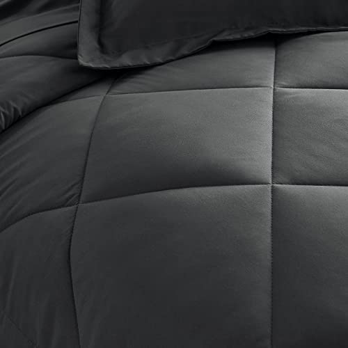 CozyLux King Bed in a Bag 7-Pieces Comforter Sets with Comforter and Sheets Dark Grey All Season Bedding Sets with Comforter, Pillow Shams, Flat Sheet, Fitted Sheet and Pillowcases