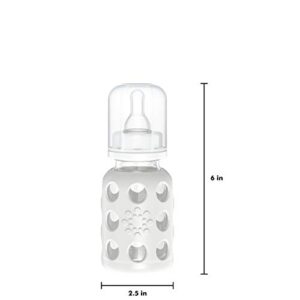 Lifefactory 4-Ounce BPA-Free Glass Baby Bottle with Stage 1 Nipple and Protective Silicone Sleeve, Stone Gray