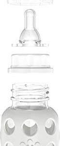 Lifefactory 4-Ounce BPA-Free Glass Baby Bottle with Stage 1 Nipple and Protective Silicone Sleeve, Stone Gray