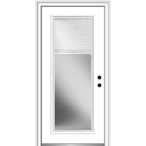 national door company, exterior single door, fiberglass smooth, 30" x 80", full lite, raise/lower blinds collection, left-hand inswing