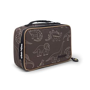 urban infant yummie kids lunch box insulated bag - toddler boys and girls – perfect for daycare preschool travel snacks – allergy alert cards - fits bento boxes - dinosaurs