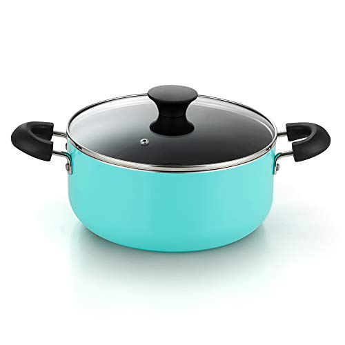 Cook N Home Kitchen Cookware Sets Nonstick, Pots and Pans Set Includes Stockpots, Saucepans, Frying Pans, Dutch Oven Pot with Lids, 10-Piece, Turquoise