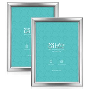 lavie home 5x7 picture frames (2 pack, silver) simple designed photo frame with high definition glass for wall mount & table top display, set of 2 classic collection