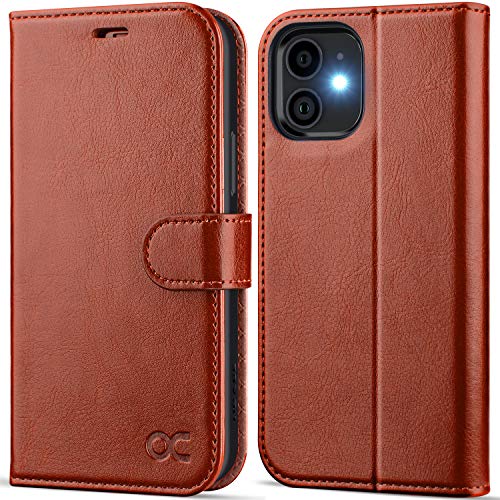 OCASE Compatible with iPhone 12 Case/Compatible with iPhone 12 Pro Wallet Case, PU Leather Flip Case with Card Holders RFID Blocking Kickstand Phone Cover 6.1 Inch (Brown)