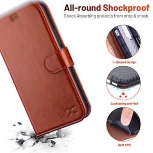 OCASE Compatible with iPhone 12 Case/Compatible with iPhone 12 Pro Wallet Case, PU Leather Flip Case with Card Holders RFID Blocking Kickstand Phone Cover 6.1 Inch (Brown)