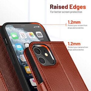 OCASE Compatible with iPhone 12 Case/Compatible with iPhone 12 Pro Wallet Case, PU Leather Flip Case with Card Holders RFID Blocking Kickstand Phone Cover 6.1 Inch (Brown)