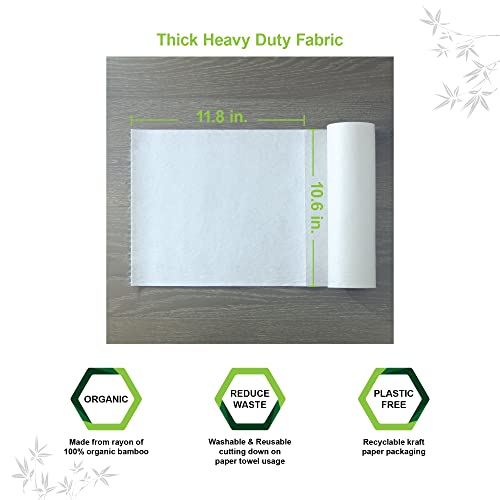 ANJIA® Reusable Bamboo Towels (2-Roll Set), 70 Sheets, A Wash Bag Included - Great as Regular Paper Towels, Microfiber Cleaning Cloth, Swedish Dishcloths and Cleaning Rags - Eco Friendly Products