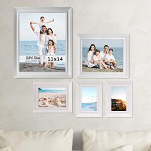 LaVie Home 5x7 Picture Frames (1 Pack, Distressed White) Rustic Photo Frame Set with High Definition Glass for Wall Mount & Table Top Display