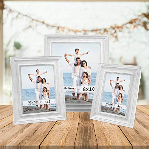 LaVie Home 5x7 Picture Frames (1 Pack, Distressed White) Rustic Photo Frame Set with High Definition Glass for Wall Mount & Table Top Display