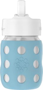lifefactory 8-ounce stainless-steel vacuum-insulated wide-neck baby bottle with straw cap, denim (ls2241wde4)