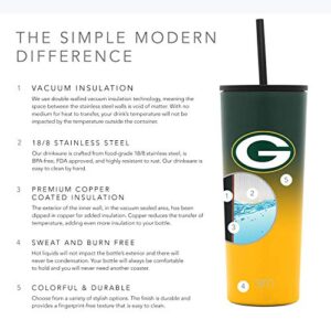 Simple Modern Officially Licensed NFL Green Bay Packers Insulated Tumbler with Straw and Flip Lids | Gifts for Men and Women 24oz Travel Mug Thermos | Classic Collection | Green Bay Packers