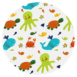 nuobesty splat mat for under high chair round undersea world washable waterproof spill mat anti-slip floor protector table cloth cover seat pad cushion 130cm
