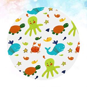 NUOBESTY Splat Mat for Under High Chair Round Undersea World Washable Waterproof Spill Mat Anti-Slip Floor Protector Table Cloth Cover Seat Pad Cushion 130CM