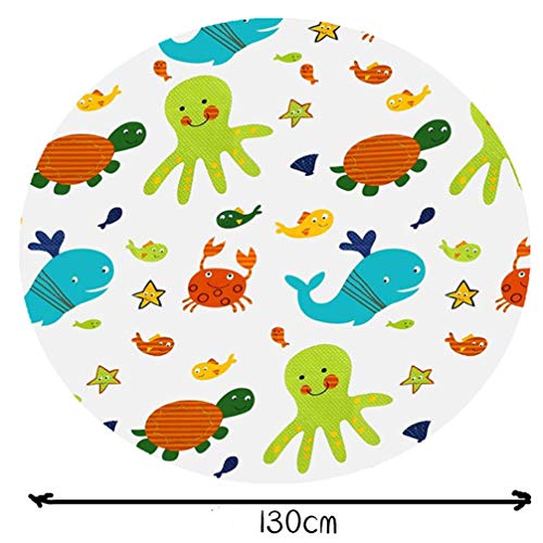 NUOBESTY Splat Mat for Under High Chair Round Undersea World Washable Waterproof Spill Mat Anti-Slip Floor Protector Table Cloth Cover Seat Pad Cushion 130CM