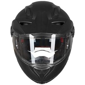 ILM Motorcycle Full Face Modular ATV Helmet Three in One Snowmobile Casco with Pinlock Anti Fog Visor for Men Women DOT Model-909F(Matte Black XXL)