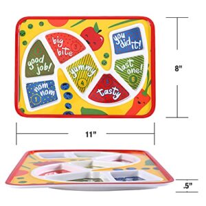 GSM Brands Kids Dinner Plate for Picky Eating Toddlers: Healthy Constructive Fun Meal Time, Divided Portions