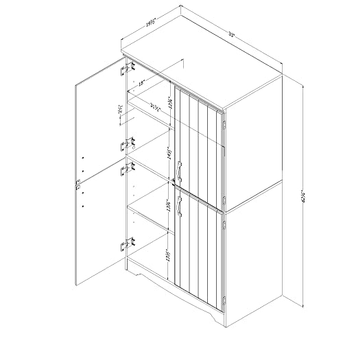 South Shore Farnel 4-Door Storage Cabinet-Pure White, Tall