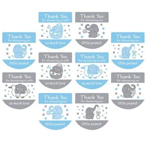 set of 120 baby shower favor labels mini bottle labels hand sanitizer labels-thank you stickers for baby shower favors(blue)