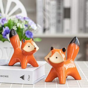 gishima 2pcs ceramic fox figurines home decor animal statues collectible figurines home,study,office decoration